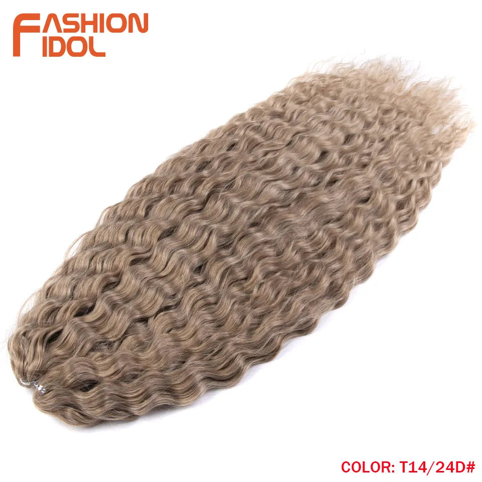 Synthetic Twist Crochet Curly Hair Water Wave Braid Ombre Blonde Brown Deep