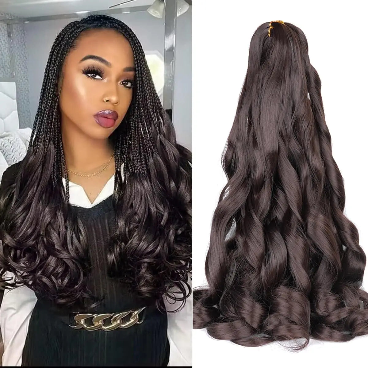 Pre Stretched French Curls Hair Spiral Braiding Synthetic Loose Wave Crochet Braids