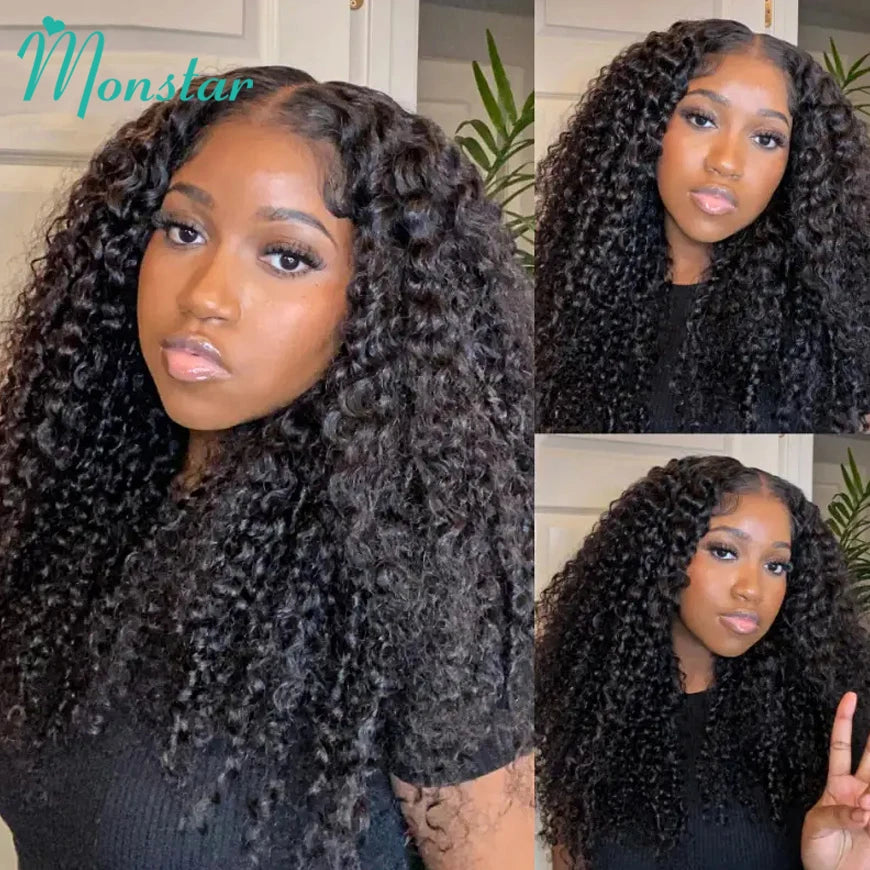 300% Density Kinky Curly Wigs Human Hair, 13x4 HD Lace Front Raw