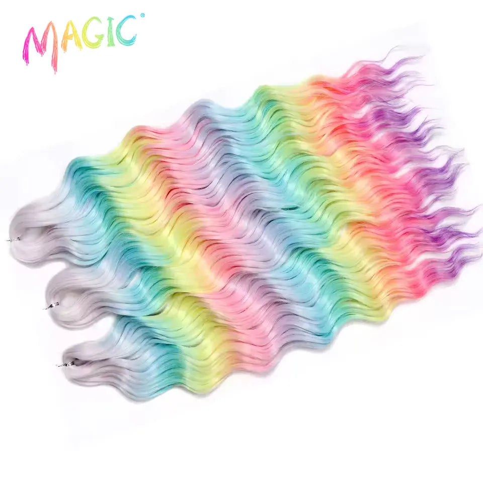 Water Wave Braiding Hair Extensions Ombre Blonde Deep Afro Curl Twist Crochet