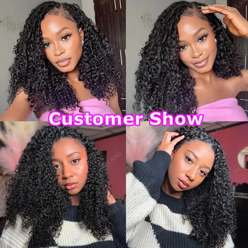 Crochet Human Hair Knotless Preseparated Tight Kinky Curly Deep String Prelooped Feather