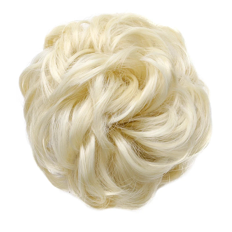 Synthetic Messy Bun Chignon Donut Hair Piece - Blonde Brown, Elastic Scrunchie Bun Pad