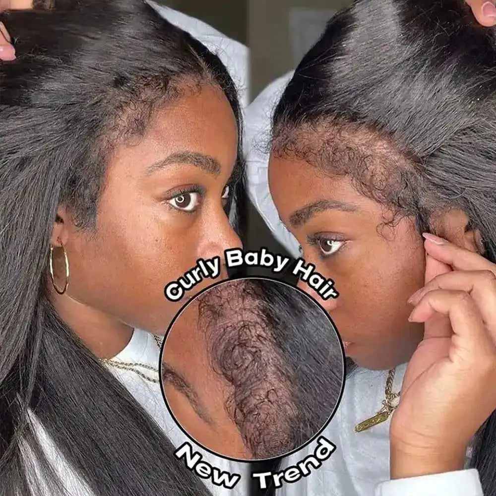 4C Edges Invisible Strap Full HD Lace Front Wigs Density Kinky Straight