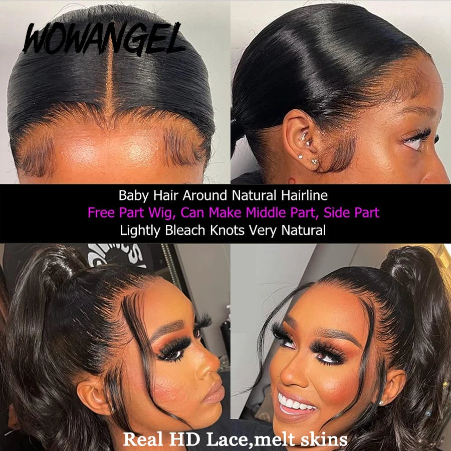 HD Lace Frontal Wigs Body Wave Full Human Hair Pre Plucked Peruvian
