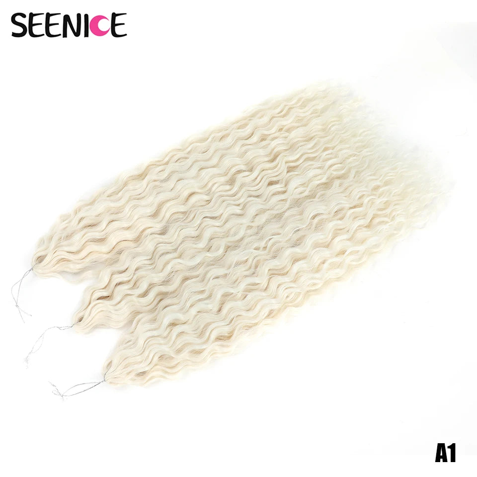 African Curls Synthetic Water Wave Twist Crochet Braiding Hair, Afro Curl, Ombre Blonde Pink Deep Wave