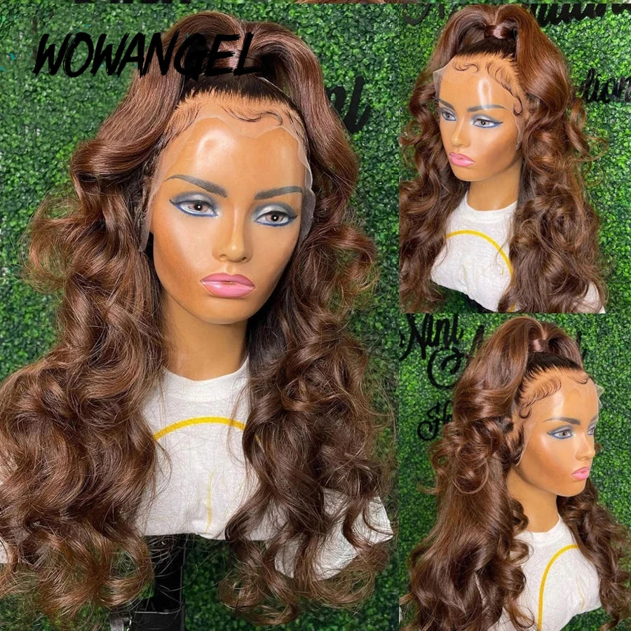 Chocolate Brown Wigs, 13x6 HD Lace Front Melt Skins Body Wave Human