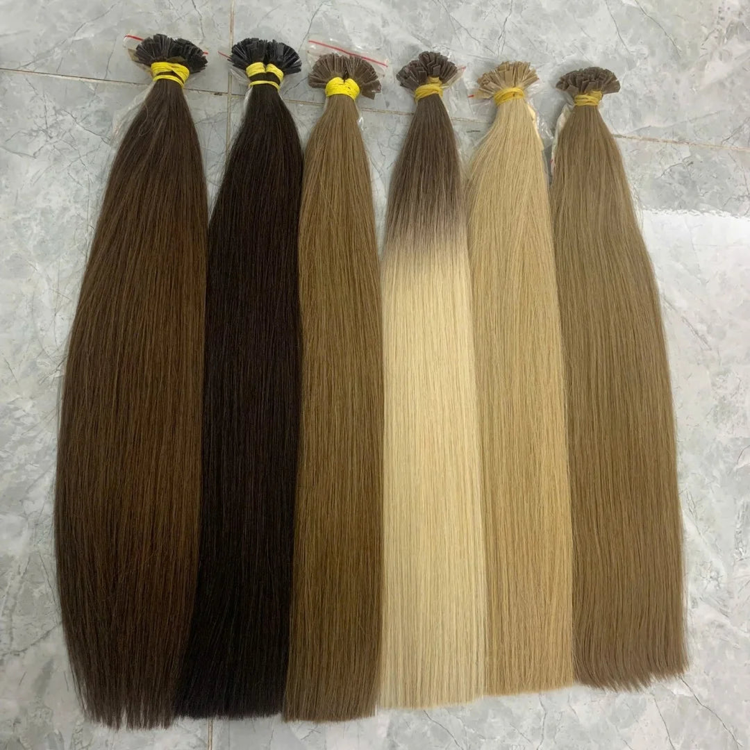 Human Hair Flat Tip Extension Remy Hair18-30inch Real Silky Straight Black Brown