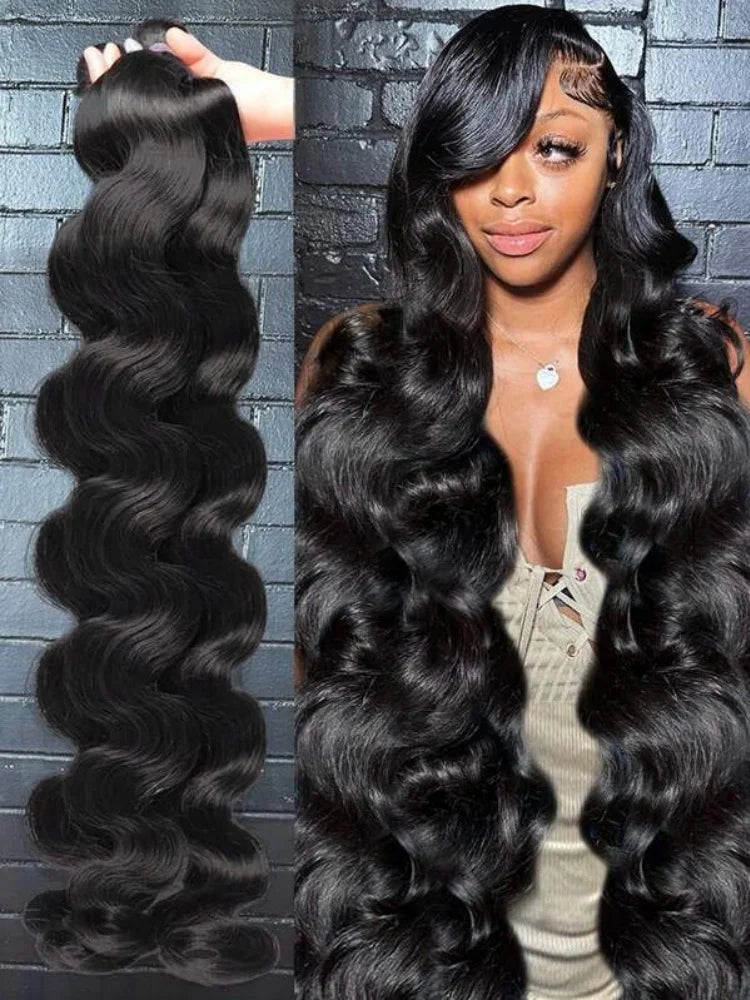 Body Wave Human Hair Bundles Natural Black Brazilian Virgin Weave 12A Unprocessed