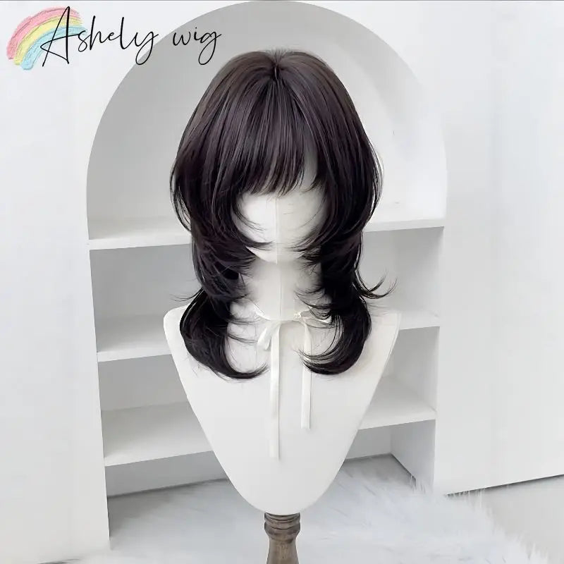 Deep Brown Wig A Layer Jellyfish Hairstyle Shoulder Short Headband Synthetic Lolita