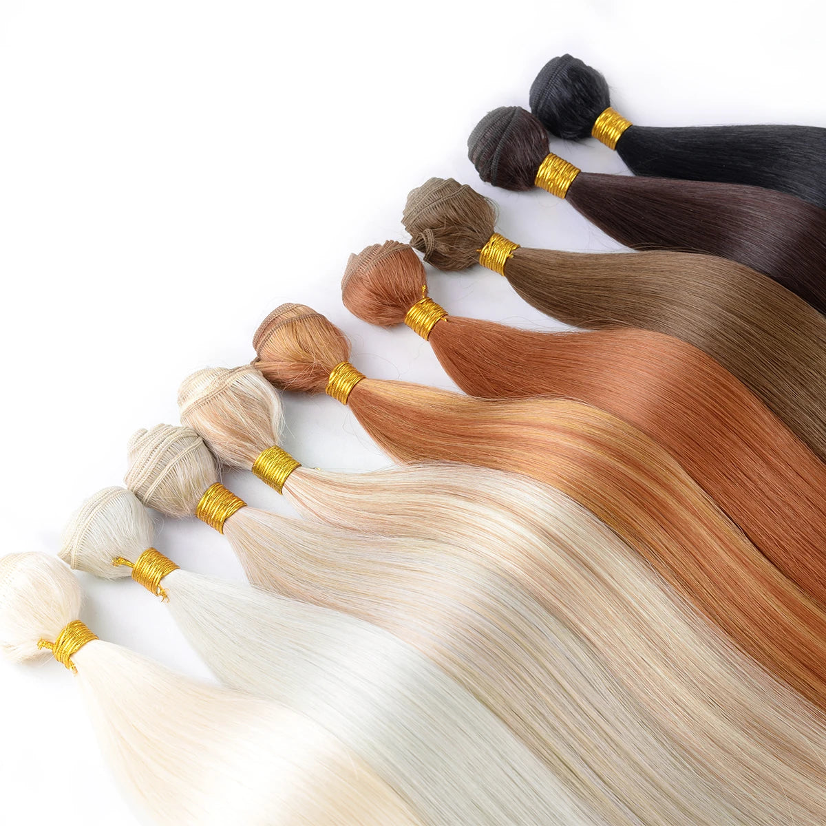 Straight Hair Extensions Ombre Bundles Heat Resistant Fiber Weaving Synthetic