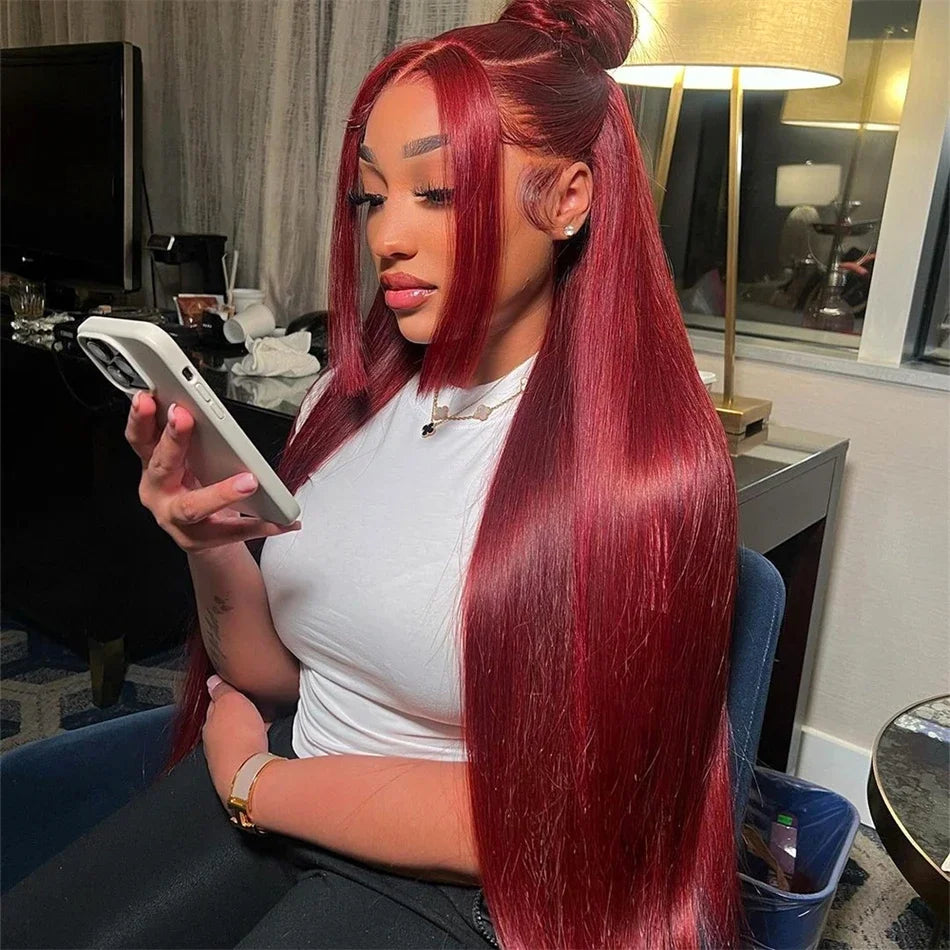 Burgundy Glueless Wigs Human Hair 99J HD Lace Vietnamese Super Double Drown