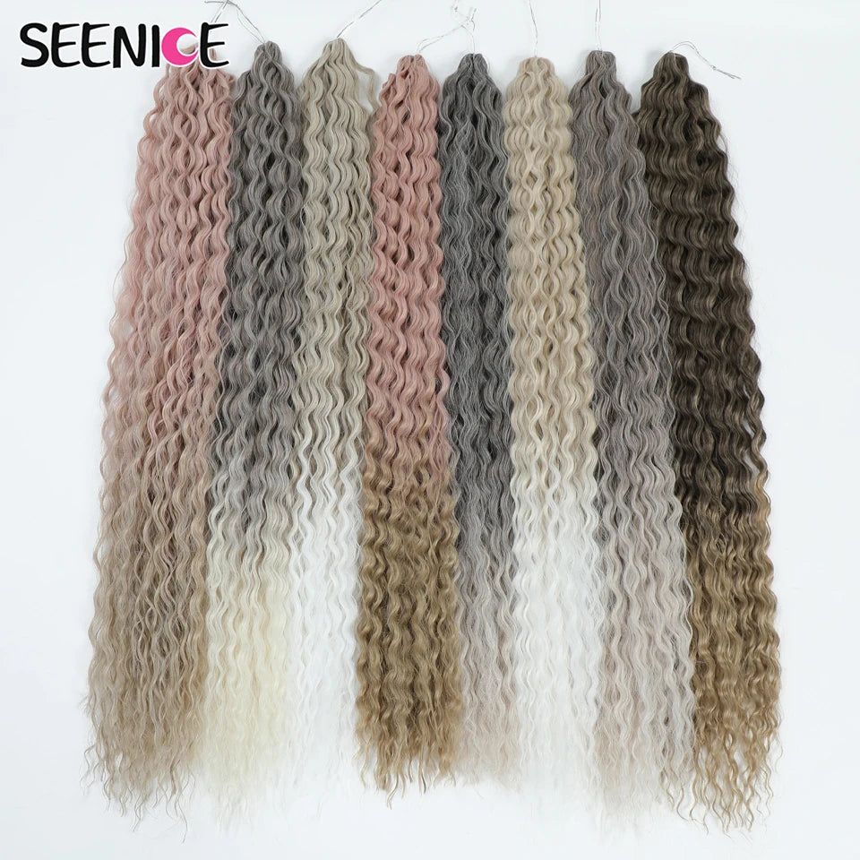 African Curls Synthetic Water Wave Twist Crochet Braiding Hair, Afro Curl, Ombre Blonde Pink Deep Wave
