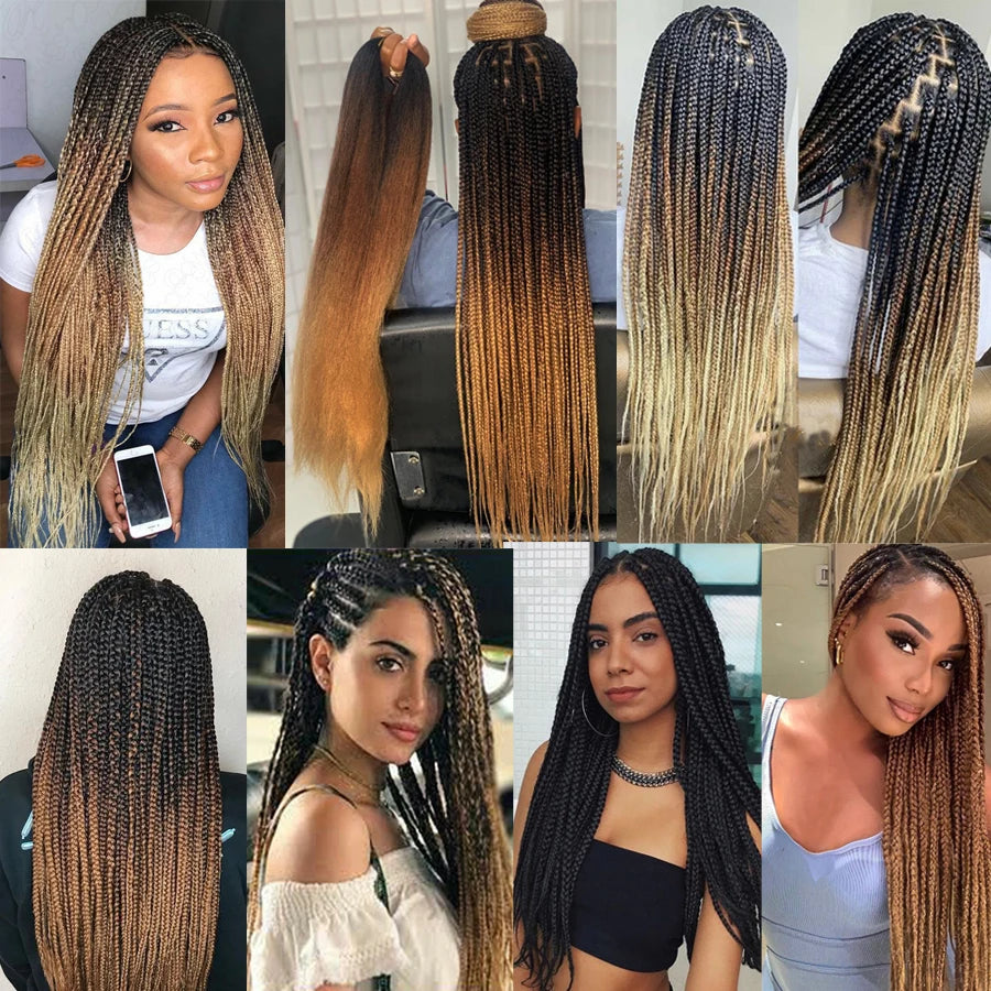 Pre Stretched Ez Braid Synthetic Ombre Brown Light Braids Extensions Senegal Twist