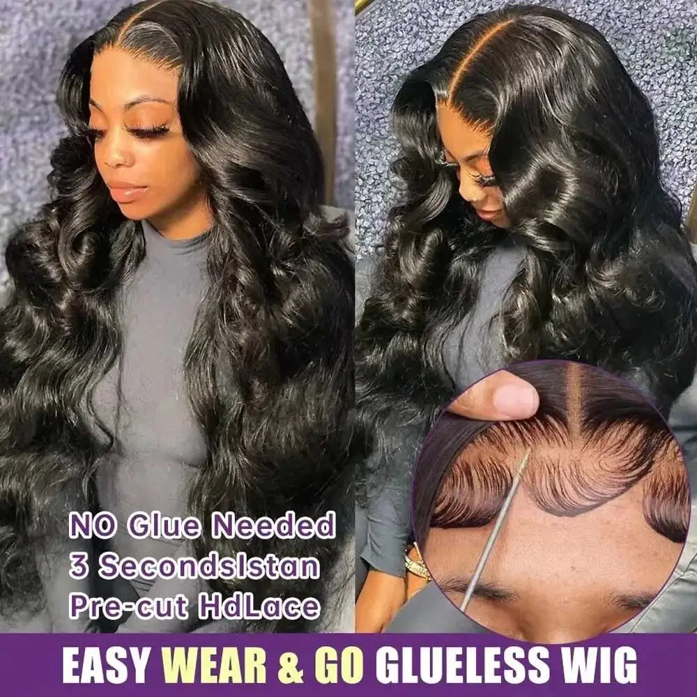 13x6 Lace Front Wigs Human Hair Density HD Body Wave Frontal Glueless