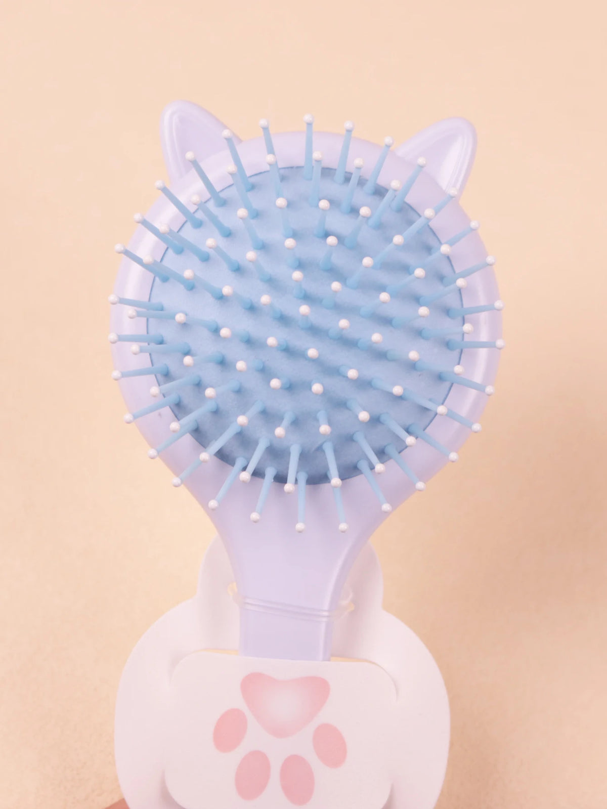 Portable Kawaii Cat Shaped Anti-Static Airbag with Mirror Comb, Salon Hair Styling Airbag Mirror Comb