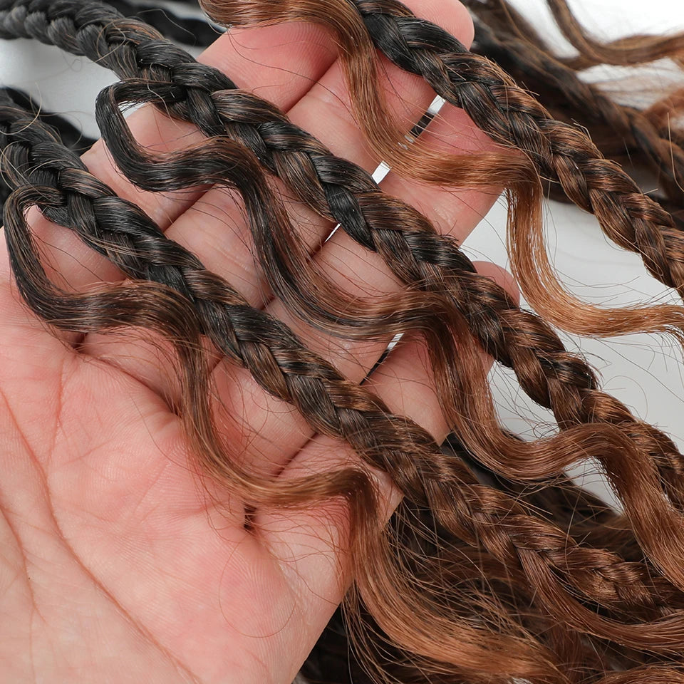 Boho Box Braids Crochet Synthetic Hair Goddess Curly Ends Bohomian