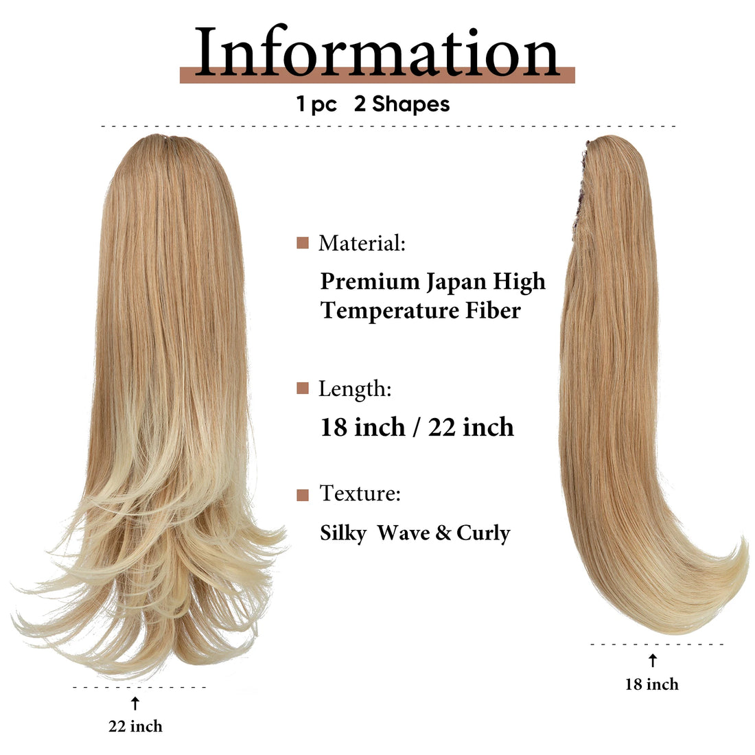 Synthetic Claw Clip in Ponytail Hair Extensions Hairpiece Long Silky Straight Fake
