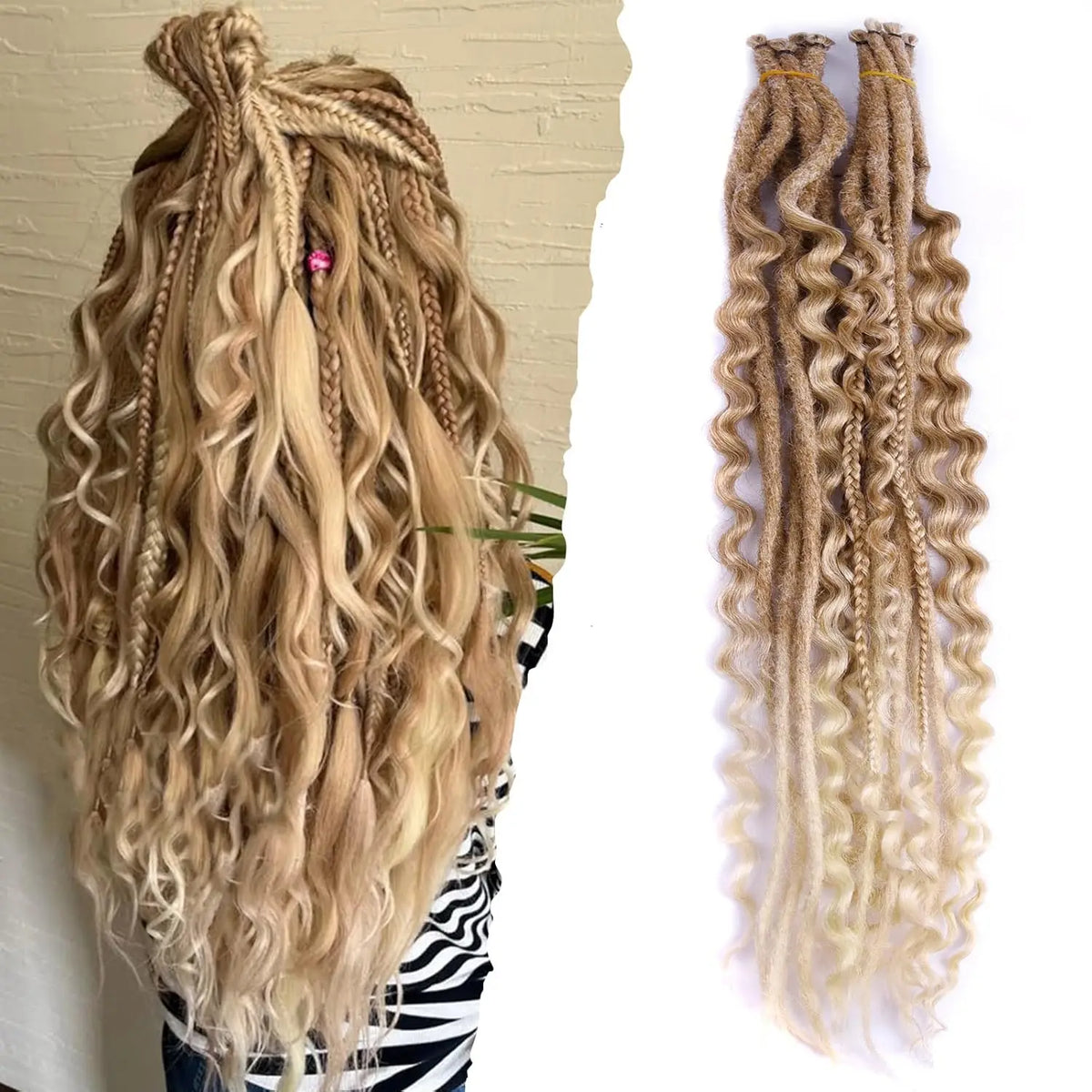 Synthetic 16Strands/Lot SE Dreadlocks Braids 24 Inch Hair Extensions, 3 In 1 Mixed Hippie Style Single End Dreadslocks