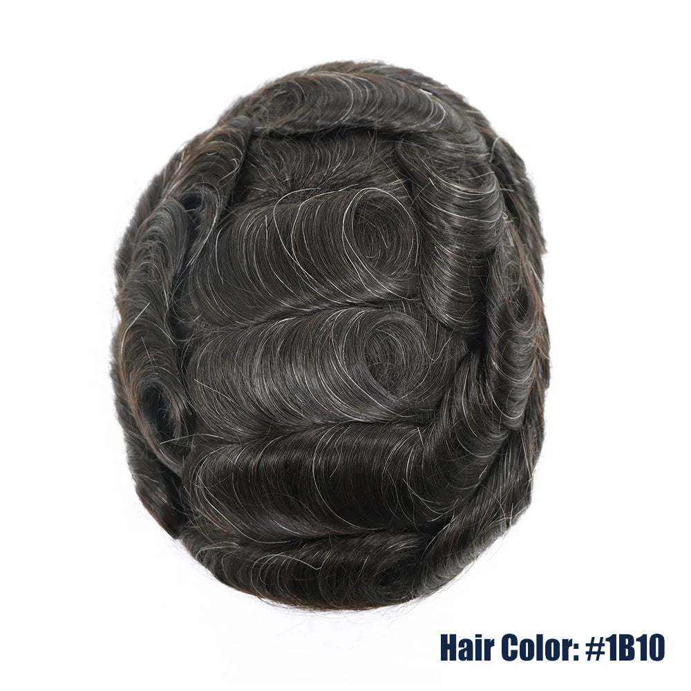 Lace Front & PU Toupee Natural Hairline Hair Prosthesis Human Replacement System