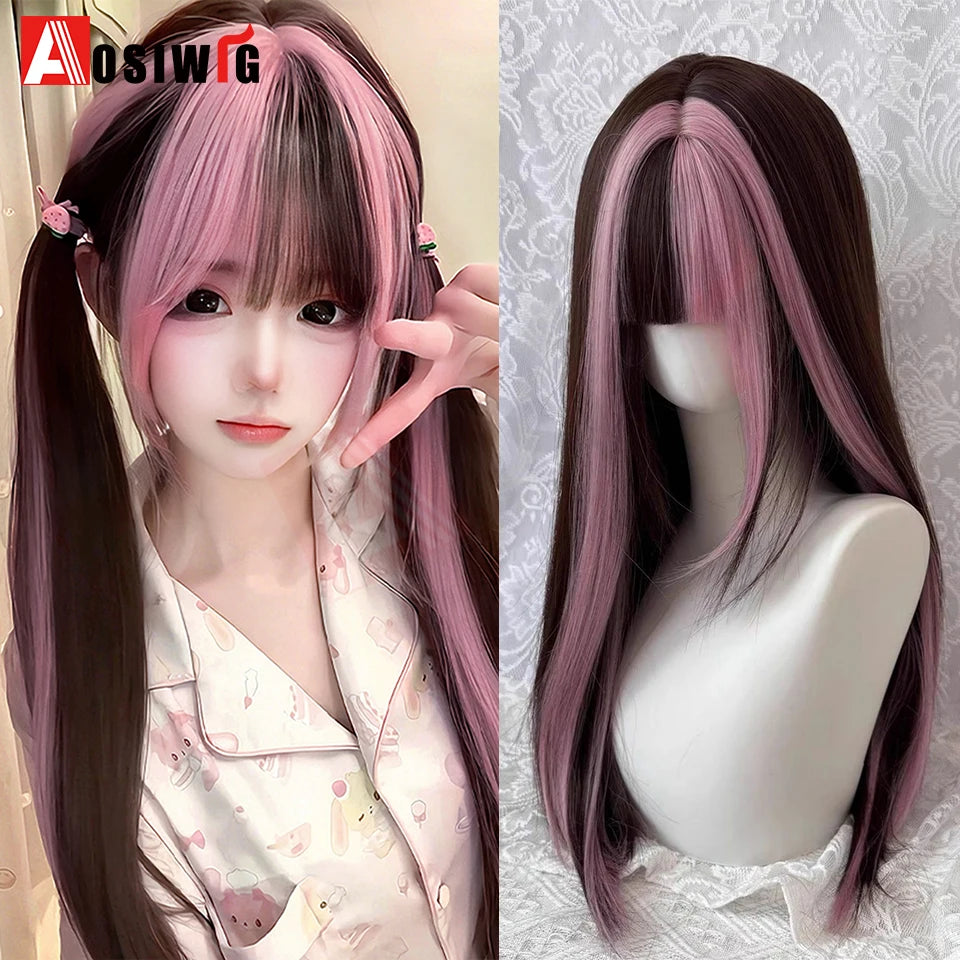 Blonde Twin Ponytail Princess Cut Natural Short Hair Synthetic Wigs Bangs Heat
