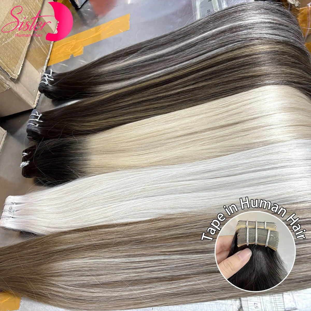 Tape in Vietnamese Virgin Human Hair 50g/ Colored Straight Extensions Skin Weft