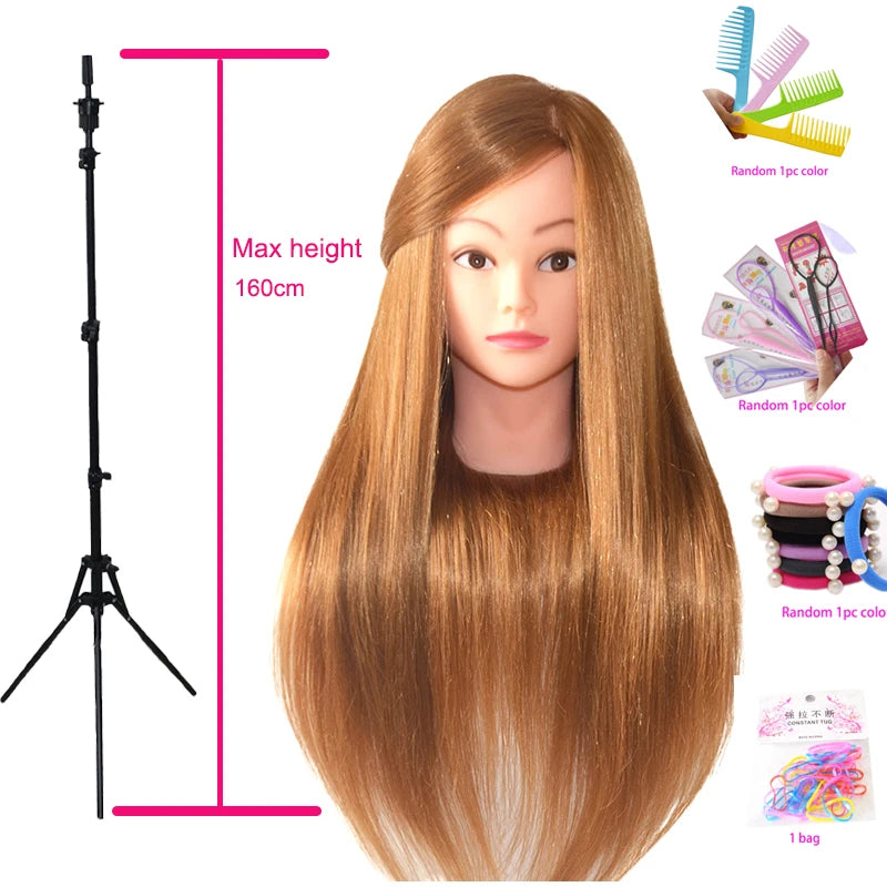 85%Real Hair Doll Head Hairstyle Hairdressing Professional Mannequin Styling To Practice Curl