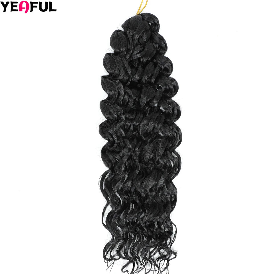 Curl Crochet Hair 14inch 1-8 Packs Ombre Brown Water Wave Curly Braiding