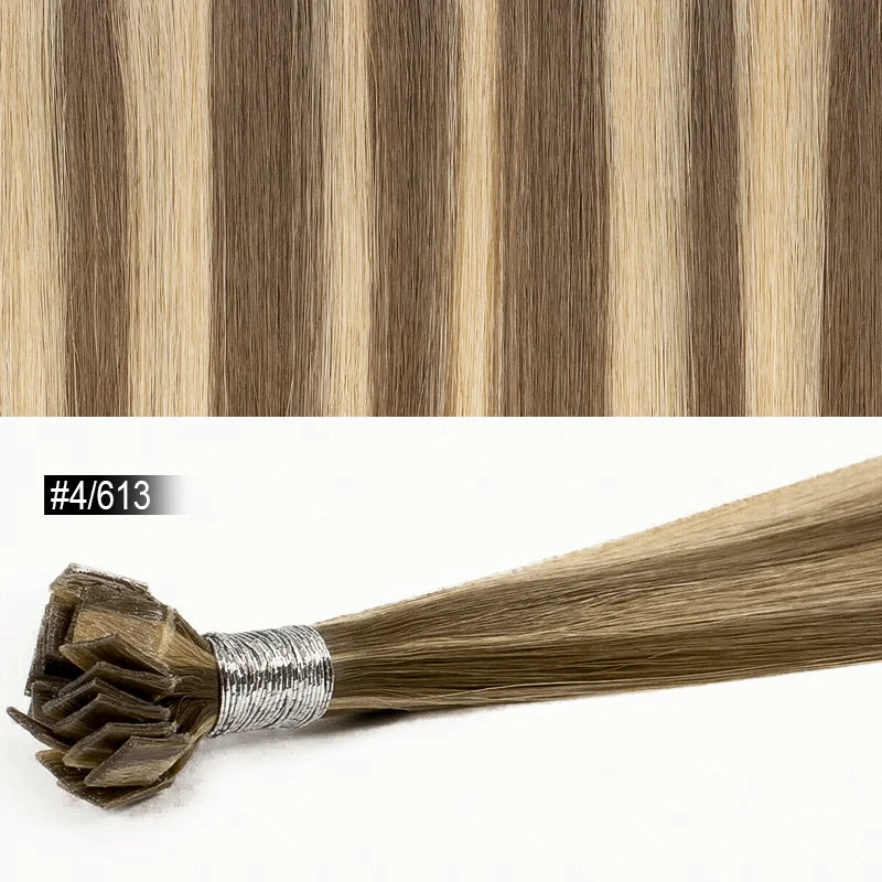 613 Beach Blonde Flat Tip Hair Extensions, 100% Virgin Human Straight Keratin