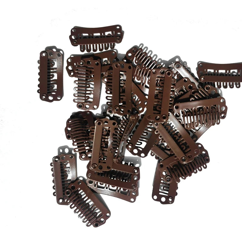 2.3cm-3.6cm Black Brown Color Wig Clips Snap Hair Extension Weft Pp Hairpins