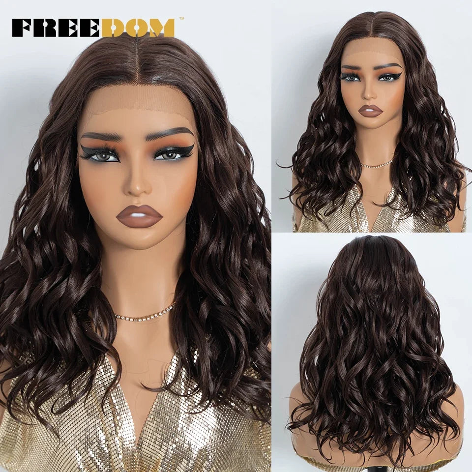 Highlight Synthetic Lace Front Wigs Natural Curly Wavy Ombre Brown Blonde Cosplay