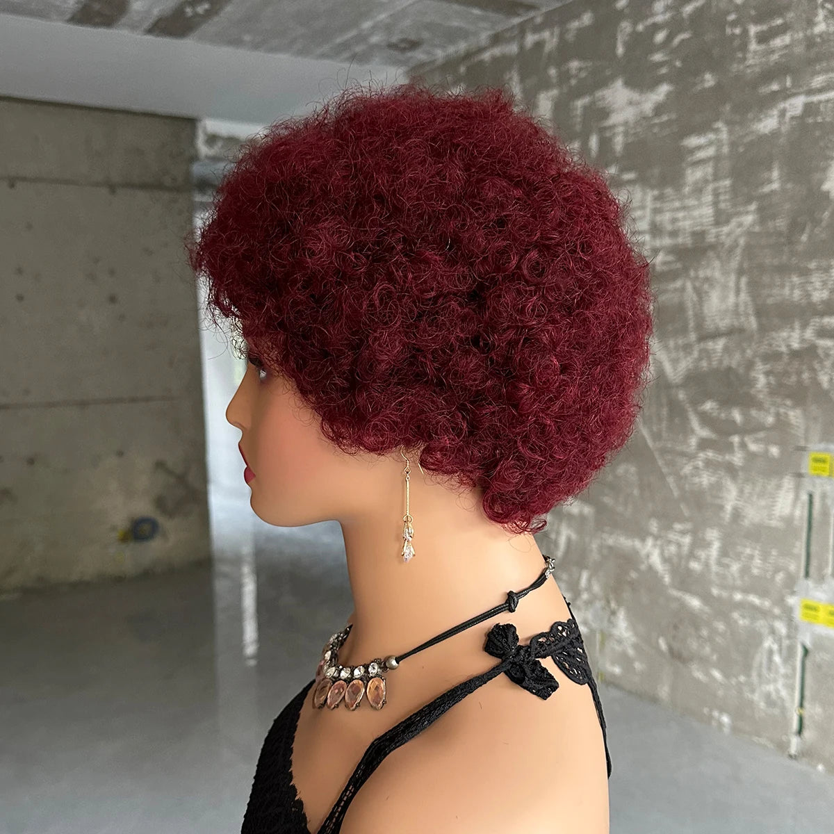 Short Afro Kinky Curly Wigs Human Hair Brazilian Full Machine Made