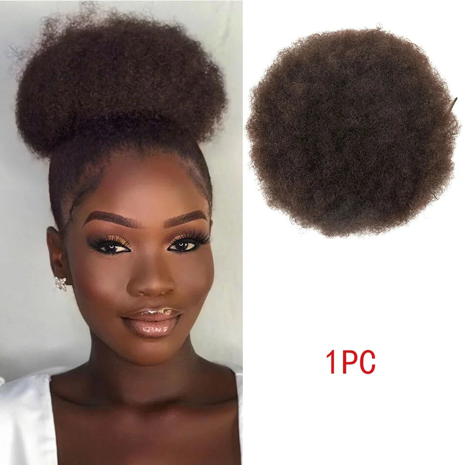 Synthetic 6inch Afro Puff Drawstring Ponytail Hair Accessories Kinky Curly Soft Fried