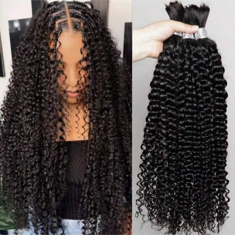 Human Hair Bulk Braiding Bundles Deep Wave Extensions Boho Braids Water Curly