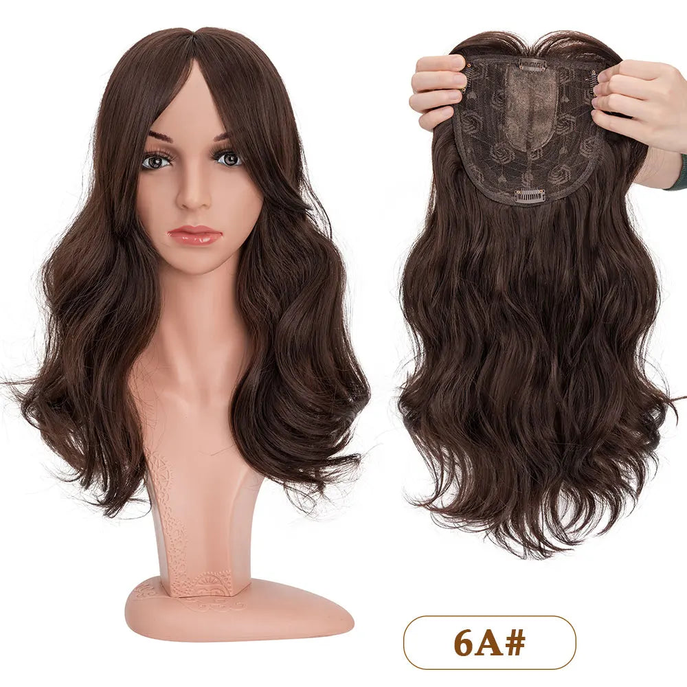 18'' Body Wave Hair Toppers Bangs Synthetic Hairpieces Adding Volume Long Layered