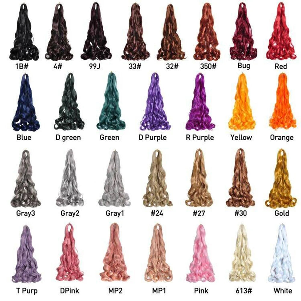 French Curls Braiding Hair Extensions - Synthetic Loose Wave Spiral Curl, High Temperature, Ombre Pre-Stretched