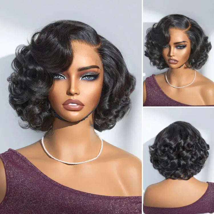 Super Density Wig Egg Curly, 4x4 Lace Closure Bob 100% Human Hair