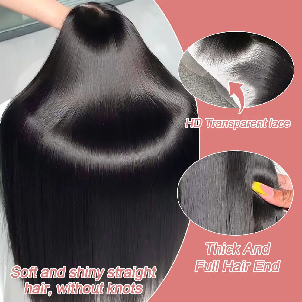 Virgin 13x4 Bone Straight HD Lace Frontal Wig Pre Plucked Transparent Density