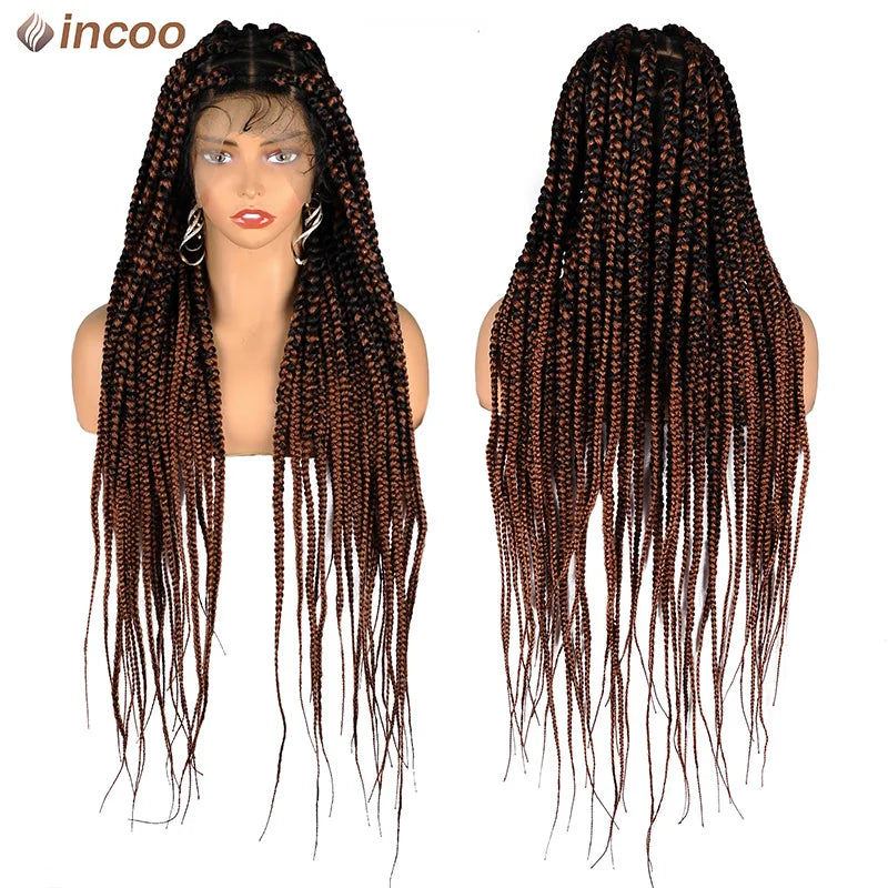 Synthetic Large Box Braided Wigs Jumbo Knotless Full Lace Front Tribal Braids