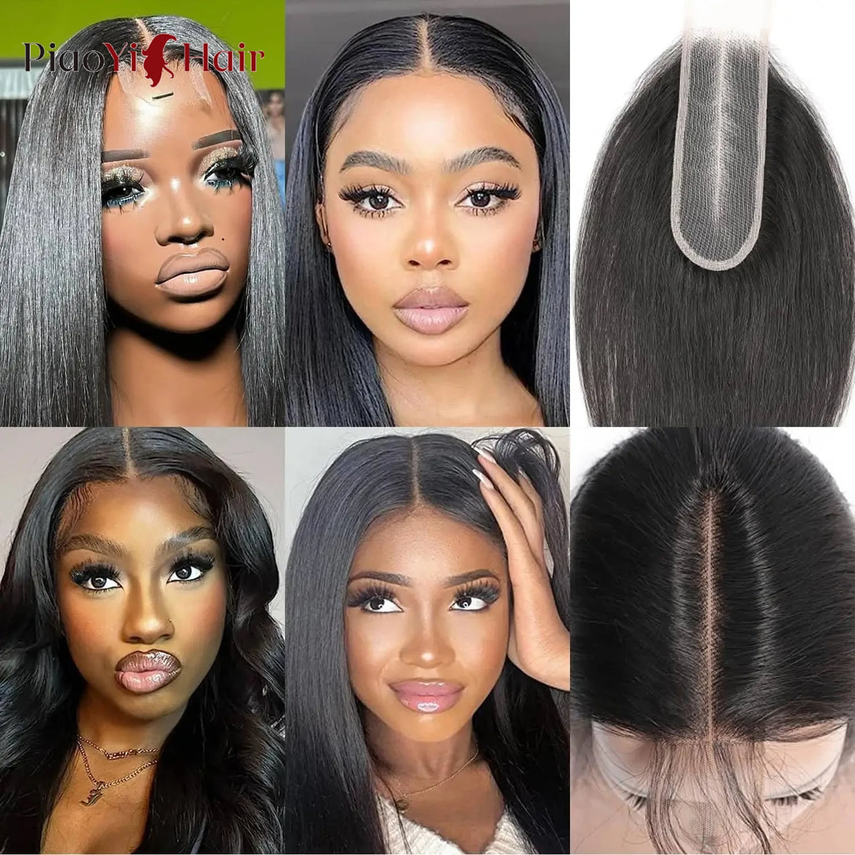 2x6 Lace Closure Brazilian Human Hair 14-24 inch Straight Remy Human Hair Transparent Lace Middle Part Lace Swiss Lace