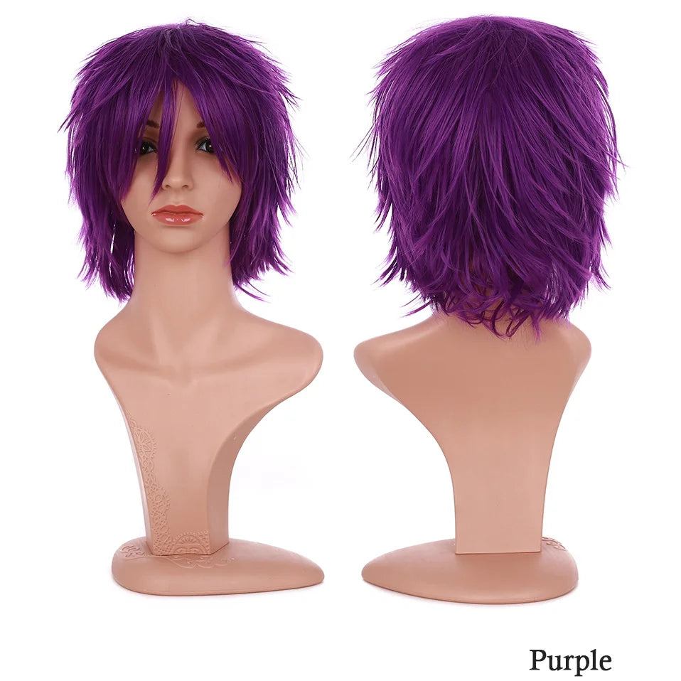 Synthetic Wig Cosplay White Red Green Blue Pink Yellow Hair Short Layer