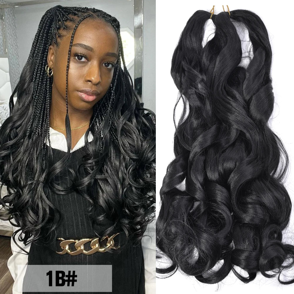 French Curls Braiding Hair Extensions - Synthetic Loose Wave Spiral Curl, High Temperature, Ombre Pre-Stretched
