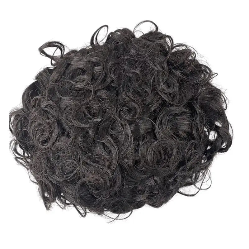 Hair Prosthesis Curly Men's Wig Breathable Toupee Mono, 100% Durable Natural Human