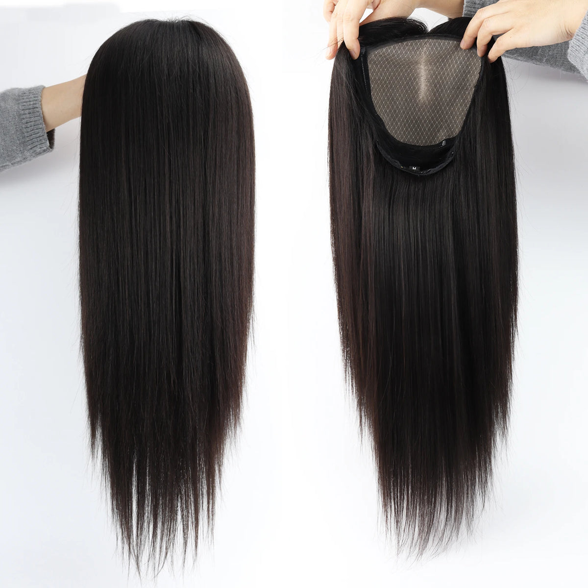Straight Human Hair Silk Top Wig, 6x6, PU Front, Realistic Scalp