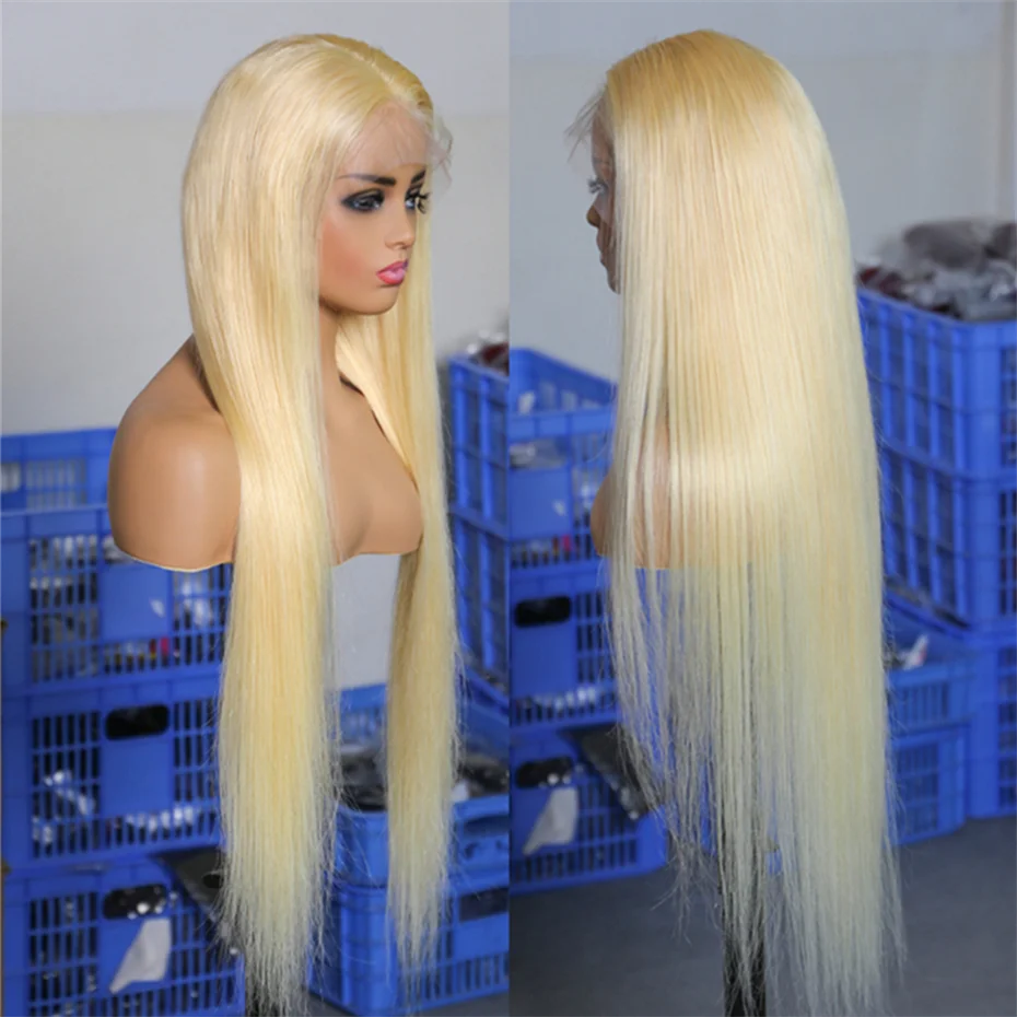613 Honey Blonde Straight Human Hair Lace Frontal Wig, 13x6 13x4, Pre-Plucked, Brazilian