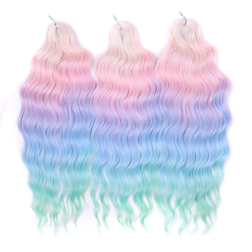 Water Wave Braiding Hair Extensions Ombre Blonde Deep Afro Curl Twist Crochet