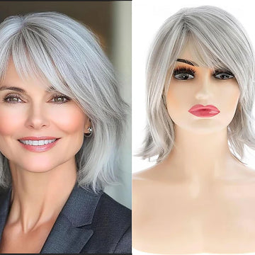 Synthetic Hair Wig Short Grey Wig
