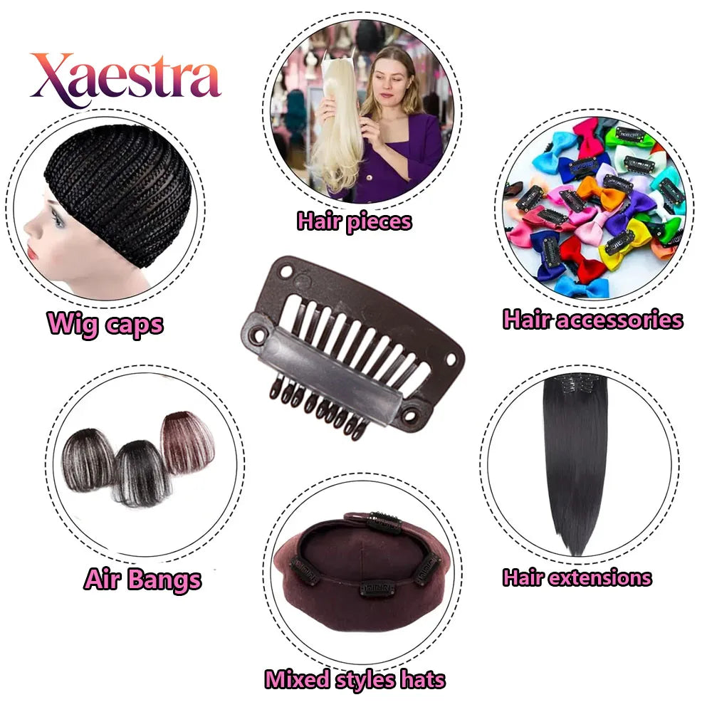 Snap Wig Clips 9-Teeth 100% Plastic Hair Clips With Silicon Rubber To Secure Wig Hair Extensions Toupee Anti Metal