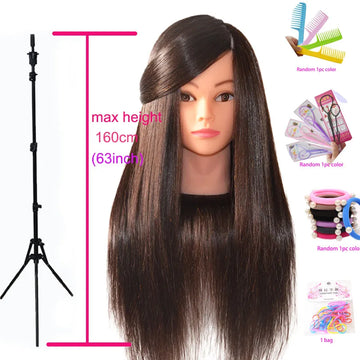 85%Real Hair Doll Head Hairstyle Hairdressing Professional Mannequin Styling To Practice Curl