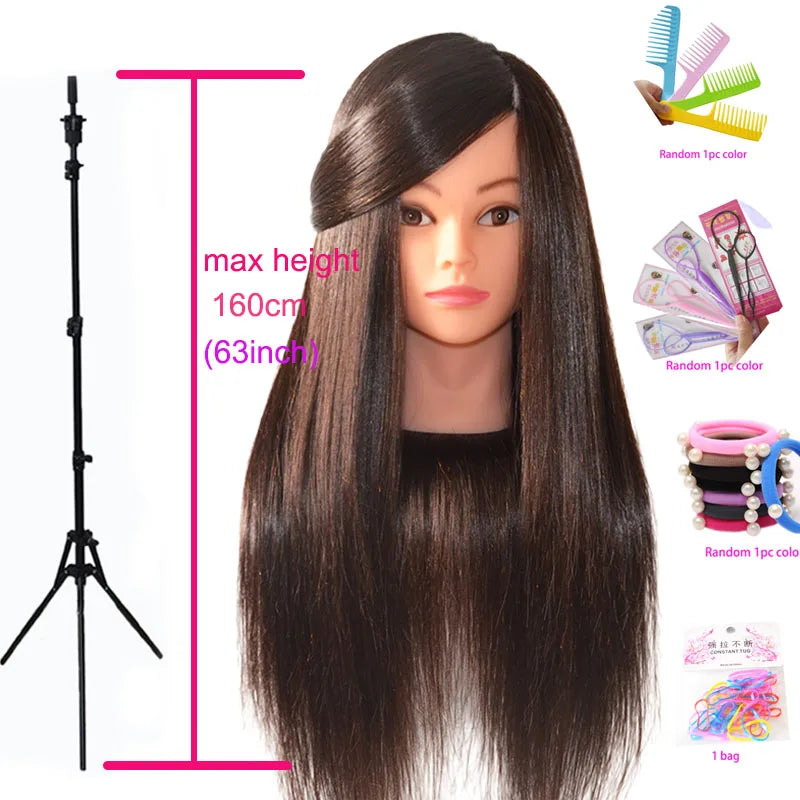 85%Real Hair Doll Head Hairstyle Hairdressing Professional Mannequin Styling To Practice Curl