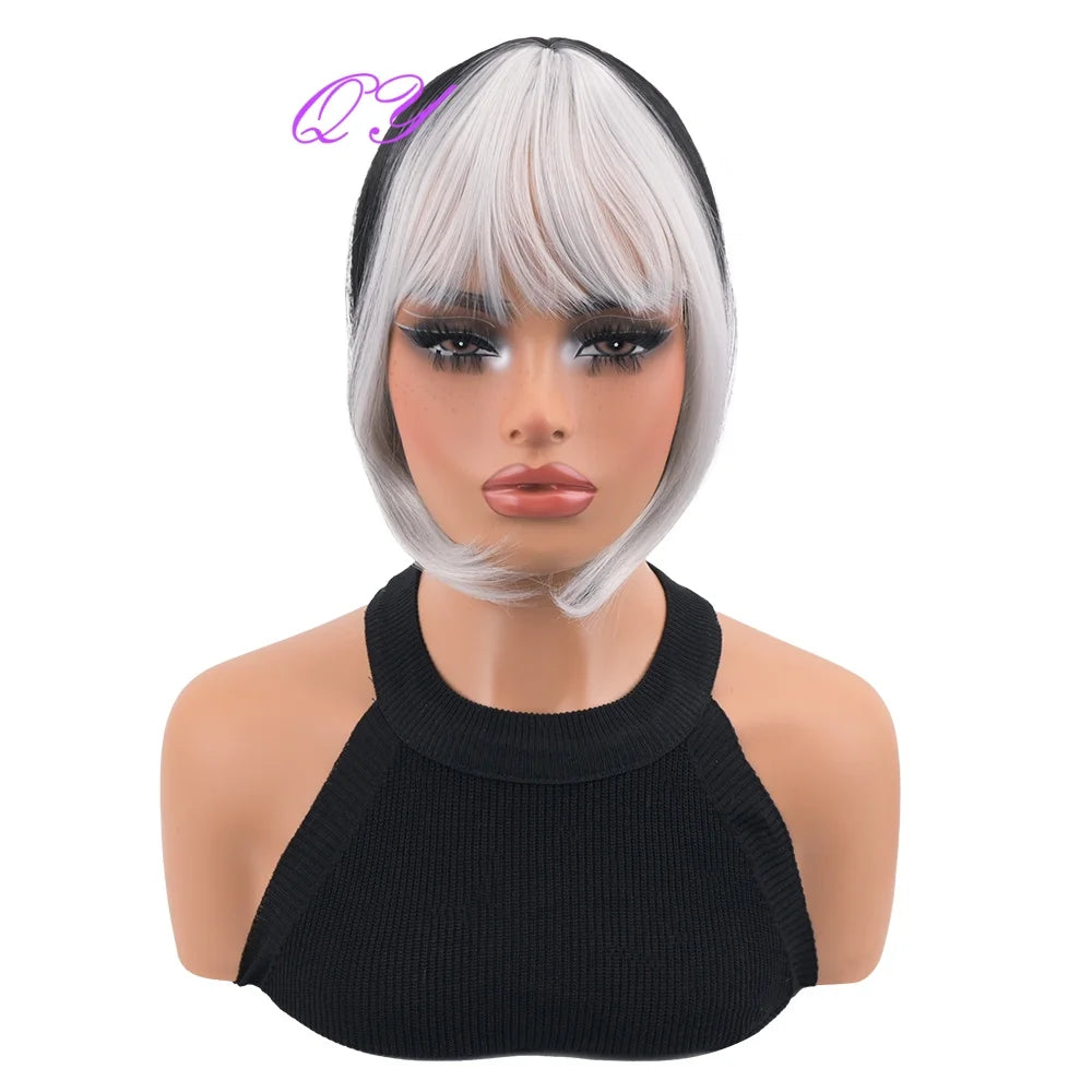 Bangs Wig 's Synthetic Gray White Used Daily Or Cosplay Party Hairstyles